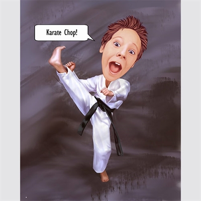 Karate Chop Sports Caricature for A Man from Photo,by myDaVinci - myDaVinci